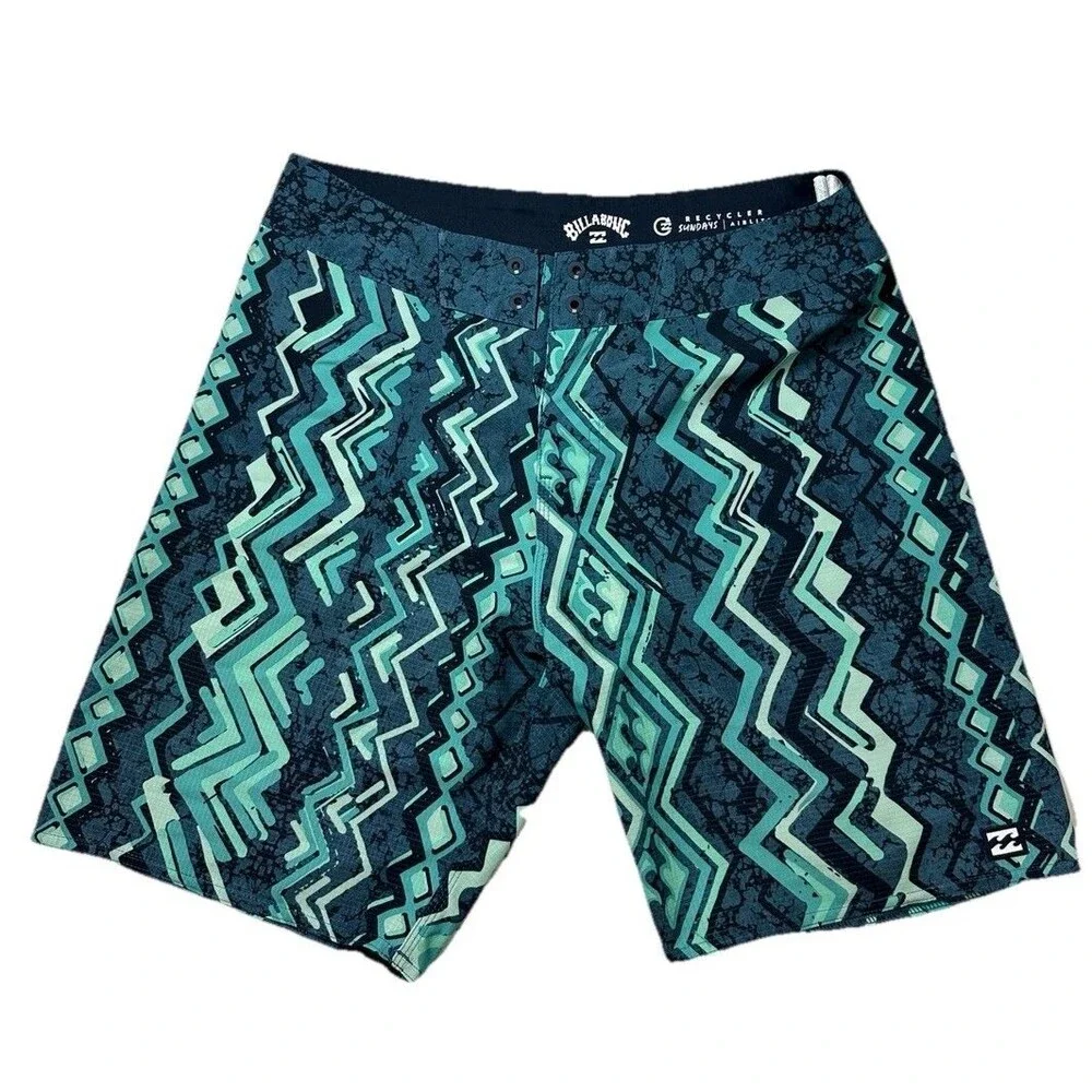 Billabong Recycler Sundays Pro Board Shorts Teal Aztec Print Size 29 Youth